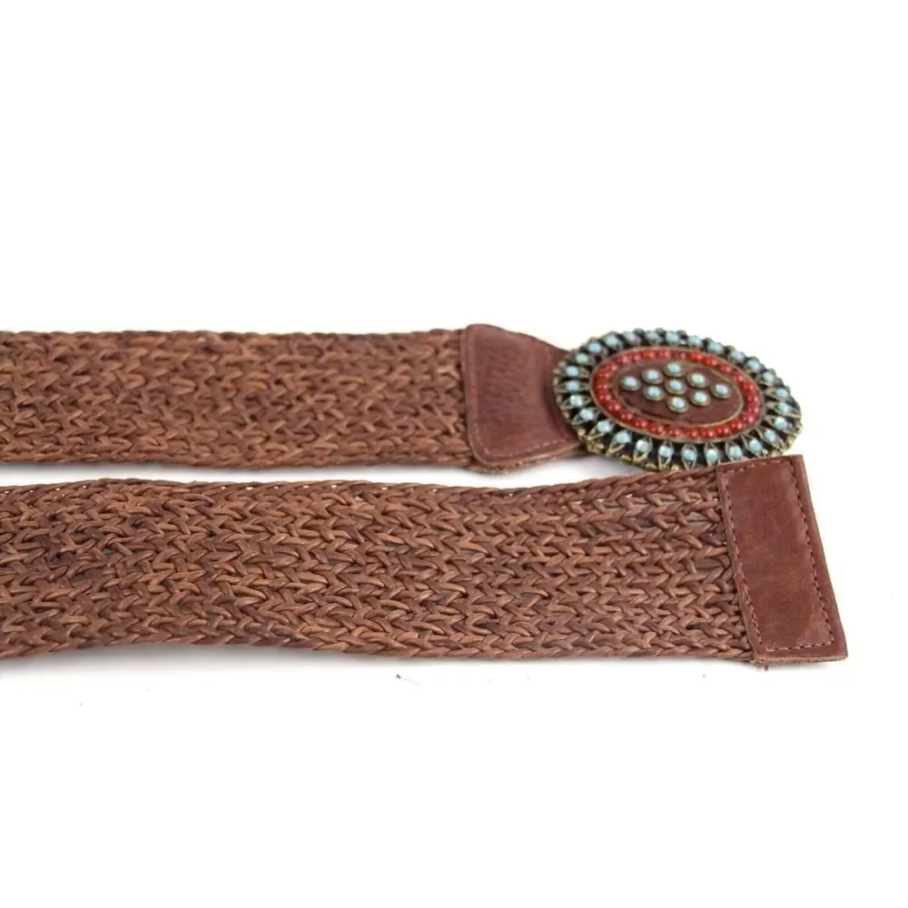 Leatherock BRAIDED BROWN REAL LEATHER 2 3/8